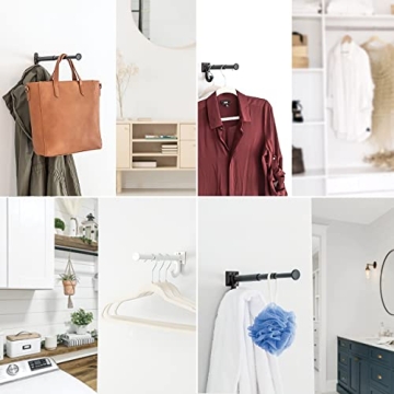 Franklin Brass Extend-a-Hook Matte Black Wall Hooks for Organization