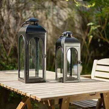 Large Luxury Black Metal Hurricane Lanterns for Home
