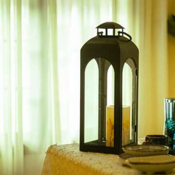 Large Luxury Black Metal Hurricane Lanterns for Home