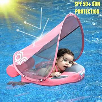 Joyooss Mambobaby Float with Canopy, Never Flip Over Baby Pool Float Float with Canopy Non Inflatabl...