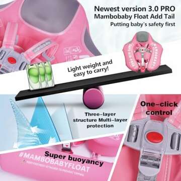 Joyooss Mambobaby Float with Canopy, Never Flip Over Baby Pool Float Float with Canopy Non Inflatable Infant Pool Float, Water Float with Removable UPF 50+ UV Baby Floaties for 1 Year Old 0-36 Months