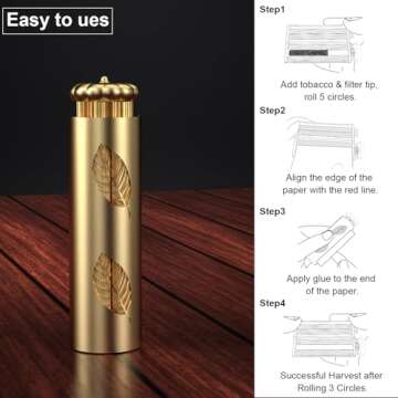 Cigarette Rolling Machine, Vintage Brass Cigarette Roller, Pure Copper Joint Roller Machine, Cigarette Machines,Use with 70 mm Papers, for Leisure, Outdoor, Parties, Creative Activities, Gifts