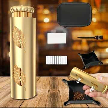 Cigarette Rolling Machine, Vintage Brass Cigarette Roller, Pure Copper Joint Roller Machine, Cigarette Machines,Use with 70 mm Papers, for Leisure, Outdoor, Parties, Creative Activities, Gifts