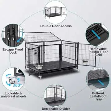 Stackable Heavy Duty Dog Cage with Open Top Design