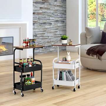 Stylish 3-Tier Kitchen Rolling Storage Cart with Wheels