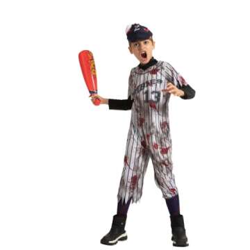 Zombie Baseball Player Costume for Boys - Halloween Fun!