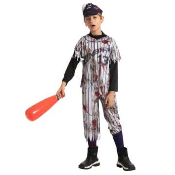Zombie Baseball Player Costume for Boys - Halloween Fun!