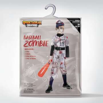 Zombie Baseball Player Costume for Boys - Halloween Fun!