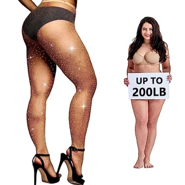 WEANMIX Rhinestone Fishnet Stockings for Women
