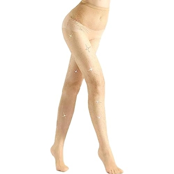 WEANMIX Rhinestone Fishnet Stockings for Women