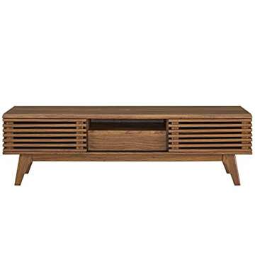 Modway Render Mid-Century Modern Low Profile 59 Inch TV Stand in Walnut