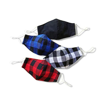 Hope Love Shine Checkered Face Masks w/Adjustable Ear Loops & Filter Pocket - Reusable, Washable Clo...