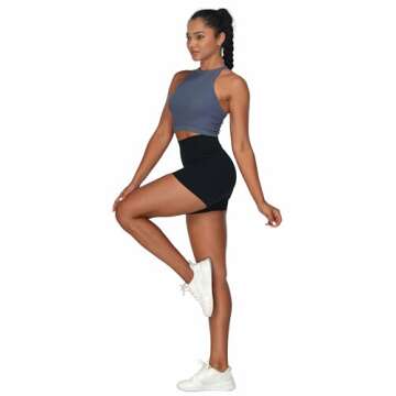 Sunzel 8" / 5" / 3" Biker Shorts for Women with Pockets, High Waisted Yoga Workout Shorts Black Large