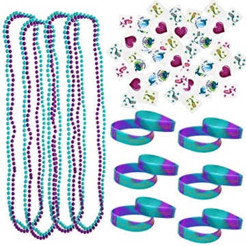 Mermaid Party Favors for Girls Birthday Supplies 72 Mermaid Temporary Tattoos 12 Mermaid Rubber Brac...