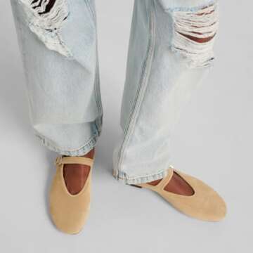 Suede Ballet Flats for Women Stylish Slip On Shoes