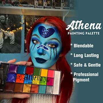 UCANBE Athena Face Body Painting Kit - 20 Color Large Deep Pan Paint, 24 Stencils, 2pcs Brushes, Oil...