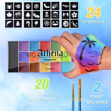 UCANBE Athena Face Body Painting Kit - 20 Color Palette