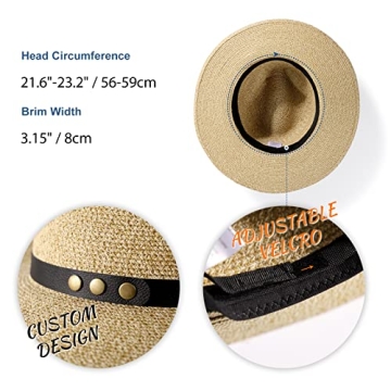 Wide Brim Panama Straw Sun Hat with UV Protection