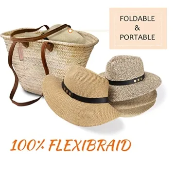 Wide Brim Panama Straw Sun Hat with UV Protection