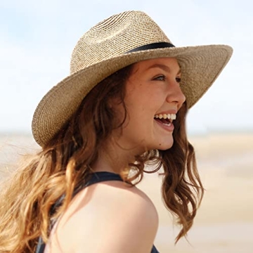 Wide Brim Panama Straw Sun Hat with UV Protection