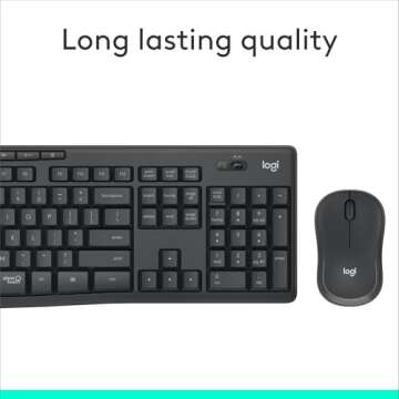 Logitech MK295 Wireless Mouse & Keyboard Combo with SilentTouch Technology, Full Numpad, Advanced Optical Tracking, Lag-Free Wireless, 90% Less Noise - Graphite