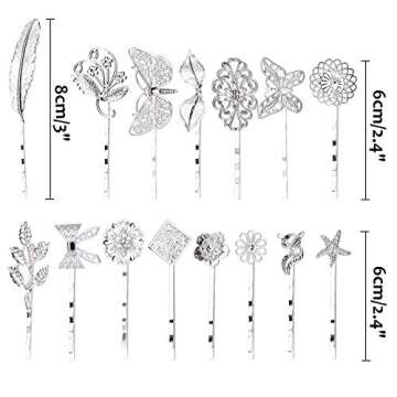 inSowni 30 Pack/15 Pairs Silver Retro Vintage Metal Bobby Pins Hair Clips Barrettes Accessories Leaf...