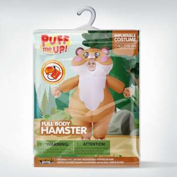 Spooktacular Creations Kids Halloween Inflatable Costumes, Full Body Hamster Blow-up Costume with a pair of Gloves, Cute Hamster Inflatable Suit for Halloween Cosplay Parties
