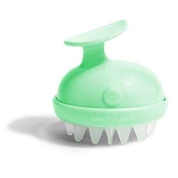 Vanity Planet Groove Scalp Massager (Minty Green) Rejuvenating Handheld Shampoo Brush, 2-Speed Vibrating, Water Resistant