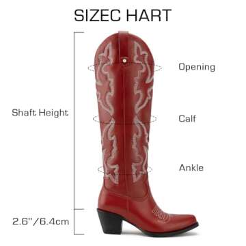 DREAMCIA Embroidered Western Boots for Women Cowboy Boots Wide Mid Calf Western Cowgirl Boots with P...