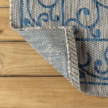 JONATHAN Y SMB106C-3 Charleston Vintage Filigree Textured Weave Indoor/Outdoor Gray/Navy 3 ft. x 5 ft. Area-Rug, Classic,Easy-Cleaning,HighTraffic,LivingRoom,Backyard, Non Shedding