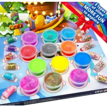 PANSHAN 2024 Fidget Advent Calendar – 24 Days of Crystal Slime Christmas Countdown Toys | Fun Holi...