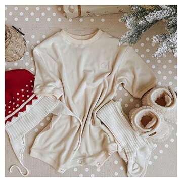 About Baby Shop Geneve Oversized Brushed Jersey Romper - Angel Wing Embroidery - Cozy - 27% Poly/ 67...