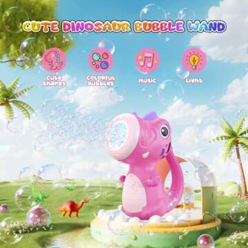 OSIMILY Dinosaur Bubble Machine,Dino Bubble Wand for Kids,Musical & Light Up Fun Bubble Gun Blower,C...