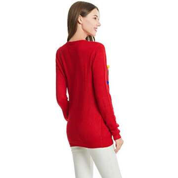 *daisysboutique* Women's Christmas Sweater Reindeer Rudolph Knitted Holiday Tacky Pullover (Large, Lighting-smartdeer)