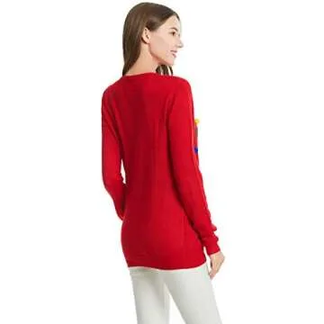 *daisysboutique* Women's Christmas Sweater Reindeer Rudolph Knitted Holiday Tacky Pullover (Large, Lighting-smartdeer)