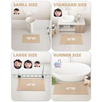 Color&Geometry Beige Chenille Bathroom Rugs- Non Slip, Absorbent, Quick Dry, Thin, Washable- 16"x24" Small Bath Mat Carpet Bath Rugs for Bathroom Floor, Shower, Sink, Vanity