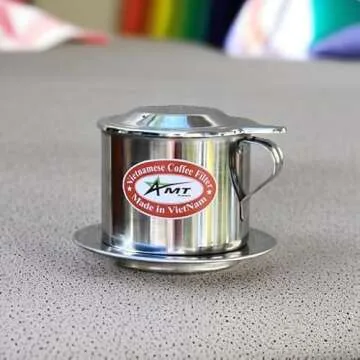 AMT 9.5 OZ Vietnamese Coffee Maker Coffee Filter, 2-3 Servings Phin, Screw Down Coffee Vietnamese Coffee Dripper for Vietnamese Style at Home Office (9.5 OZ - Handle)