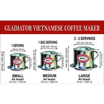 AMT 9.5 OZ Vietnamese Coffee Maker Coffee Filter, 2-3 Servings Phin, Screw Down Coffee Vietnamese Coffee Dripper for Vietnamese Style at Home Office (9.5 OZ - Handle)