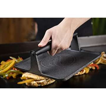 Blackstone 5554 Pre-Seasoned Signature Cast Iron Griddle Grill Press XL Extra Wide Base Heavy Duty-M...