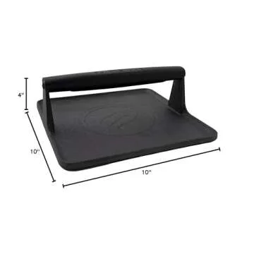 Blackstone 5554 Pre-Seasoned Signature Cast Iron Griddle Grill Press XL Extra Wide Base Heavy Duty-Meat, Burger, Bacon, Steak, Sausage Heat Resistant Handle-10” x 10” x 4” (Square), Black