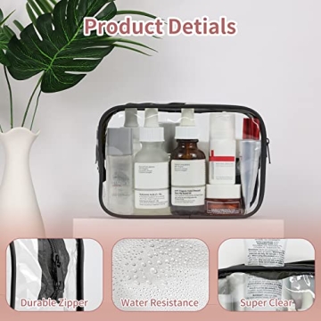 TISRATOK Clear Toiletry Bag Set for Travel Makeup Organizer