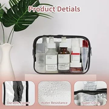 TISRATOK Clear Toiletry Bag Set for Travel Makeup Organizer