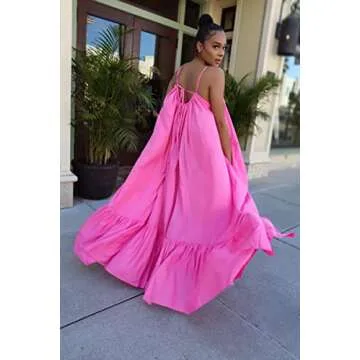 Sexy Spaghetti Strap Maxi Dress - Summer Delight in Pink