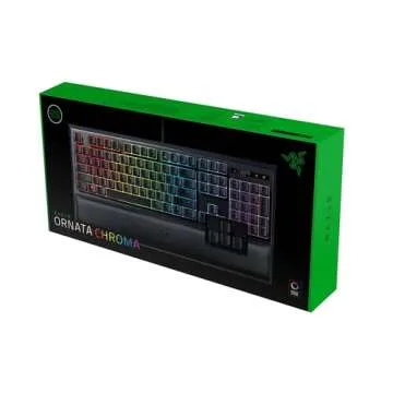 Razer Ornata Chroma Gaming Keyboard: Hybrid Mechanical Key Switches - Customizable Chroma RGB Lighting - Individually Backlit Keys - Detachable Plush Wrist Rest - Programmable Macro Functionality