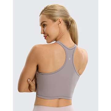 CRZ YOGA Women's Racerback Longline Sports Bra Padded Wireless Yoga Bras Crop Cami Tank Tops Lunar Rock Medium