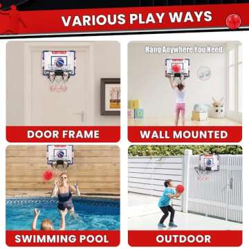 EagleStone Kids Indoor Basketball Hoop, 4 Balls Mini Basketball Toy for Toddlers, with Electronic Scoreboard Over The Door Room Wall Basketball Hoop Goal Boys Girls Gift for Age 3 4 5 6 7 8 9 10