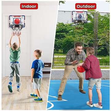 EagleStone Kids Indoor Basketball Hoop, 4 Balls Mini Basketball Toy for Toddlers, with Electronic Scoreboard Over The Door Room Wall Basketball Hoop Goal Boys Girls Gift for Age 3 4 5 6 7 8 9 10
