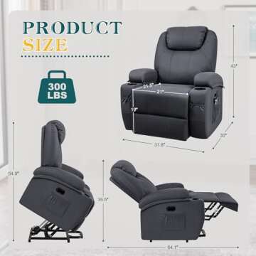 Flamaker Power Lift Recliner Chair with Massage for Elderly Ergonomic Lounge Chair Classic Single So...