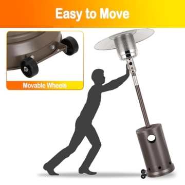 Hykolity 50,000 BTU Patio Heater with Sand Box, Table Design, Double-Layer Stainless Steel Burner, Wheels, Tip-over Protection System, Outdoor Heater for Home and Residential, Brown