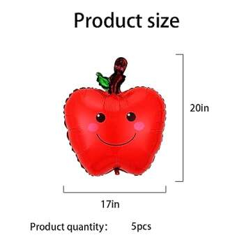 HADCKJA 5Pcs Apple Fruit Balloons Fruit Themed Balloons Apple Foil Balloon Party for Fruit Apple Theme Decoration Fruit Balloons Summer Party Themed Decorations Hawaiian Party